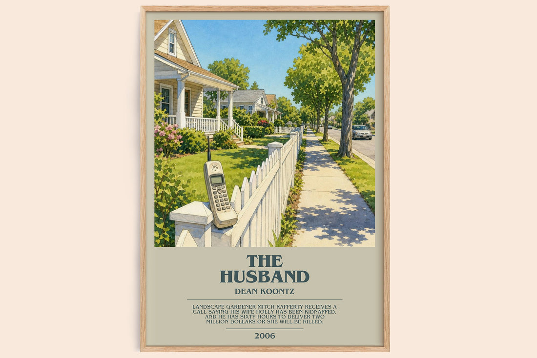 The Husband bookish book poster by Dean Koontz – framed literary art print