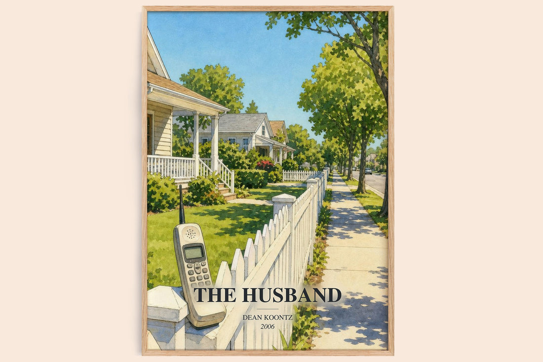 The Husband watercolour book poster by Dean Koontz – framed literary art print