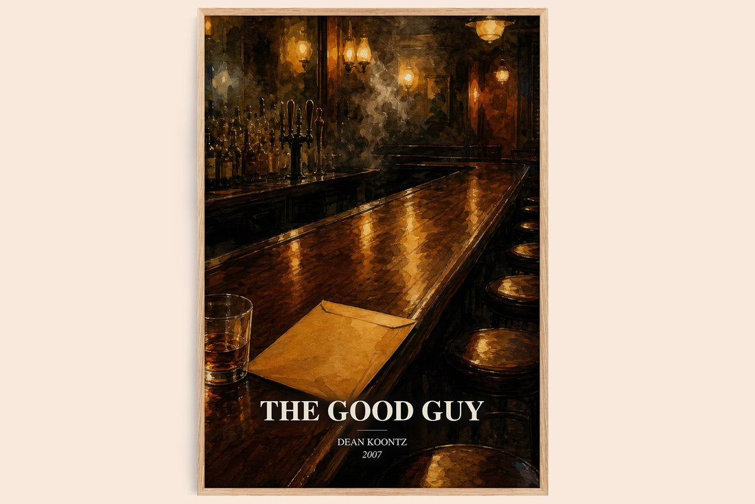 The Good Guy watercolour book poster by Dean Koontz – framed literary art print