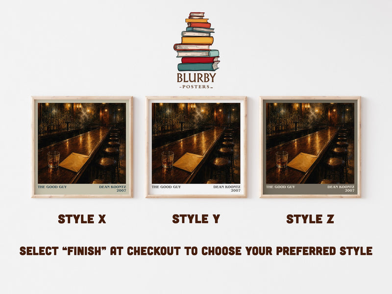 The Good Guy literary print in frame leaning in hallway – thriller wall art
