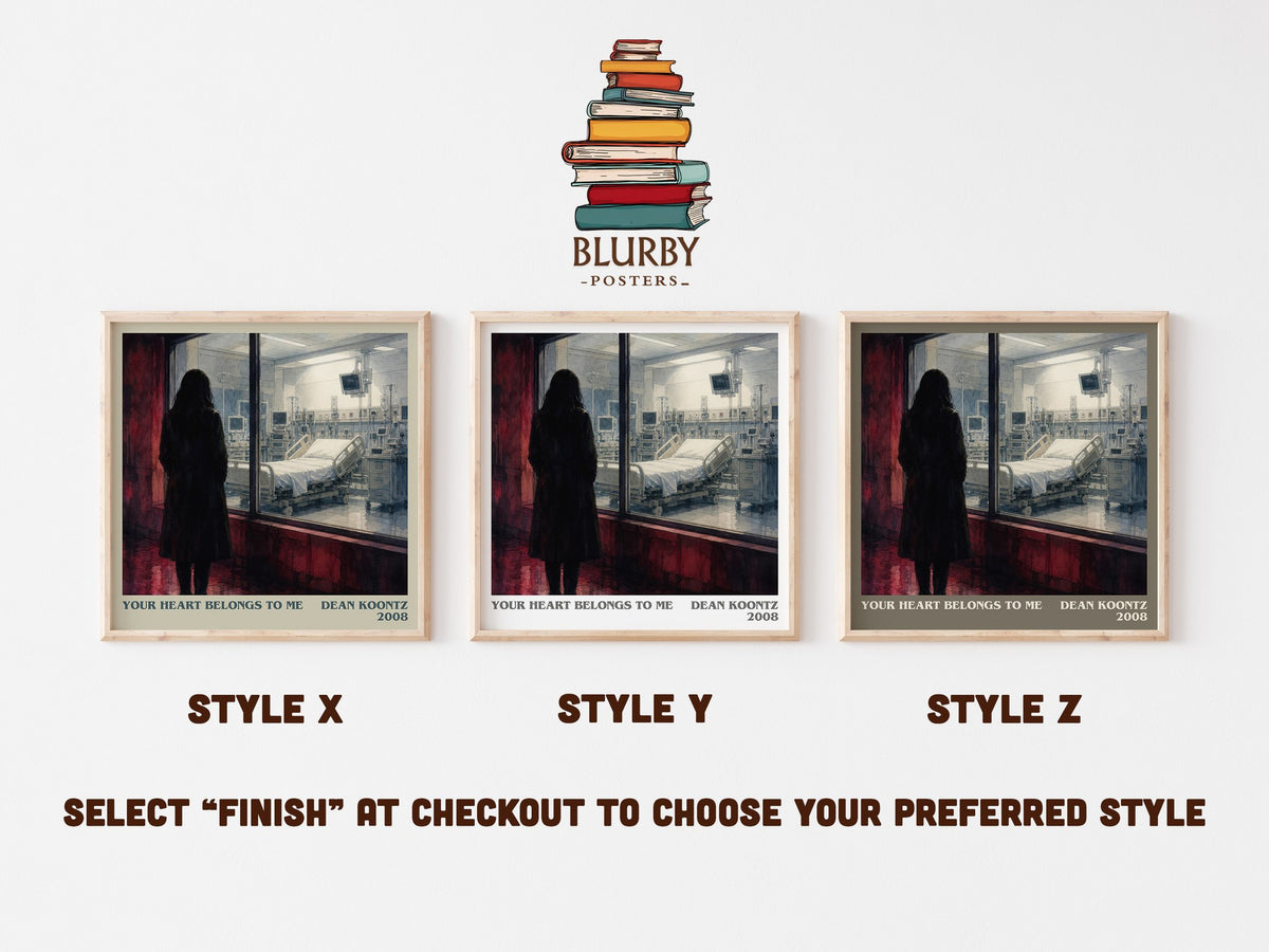 Your Heart Belongs to Me literary print in frame leaning in hallway – thriller wall art (mockup)