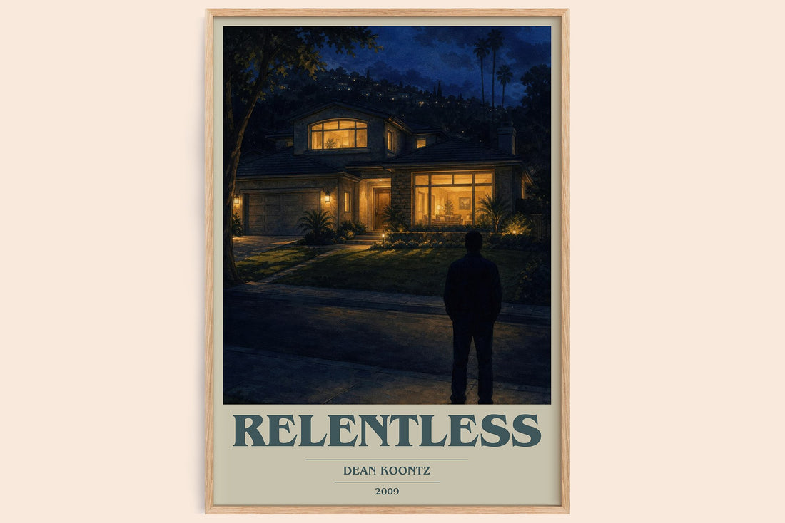 Relentless book cover book poster by Dean Koontz – framed literary art print