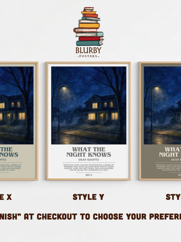 What the Night Knows bookish print in frame leaning in hallway – horror wall art