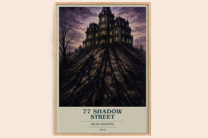 77 Shadow Street book cover book poster by Dean Koontz – framed literary art print