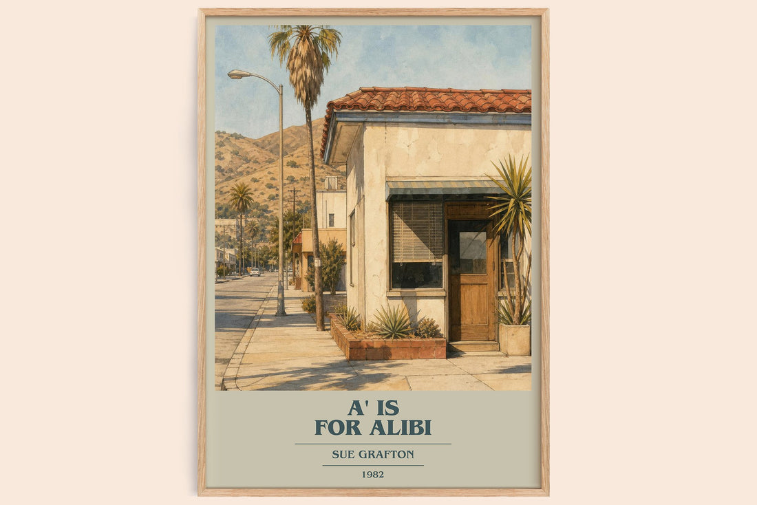 A' Is for Alibi book cover book poster by Sue Grafton – framed literary art print