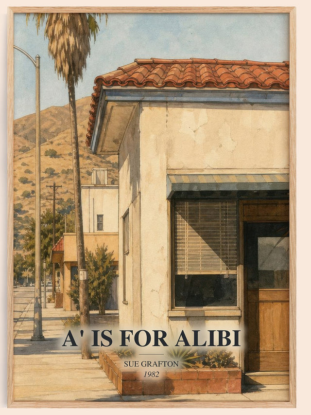 A' Is for Alibi Book Watercolour Illustration by Sue Grafton