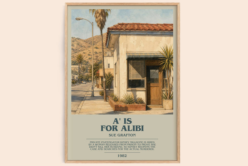 A' Is for Alibi Bookish Wall Art by Sue Grafton (Modern style)