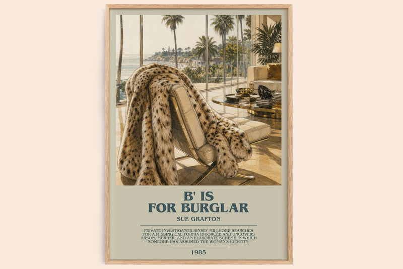 B' Is for Burglar bookish book poster by Sue Grafton – framed literary art print