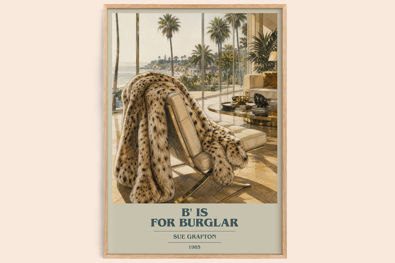 B' Is for Burglar book cover book poster by Sue Grafton – framed literary art print