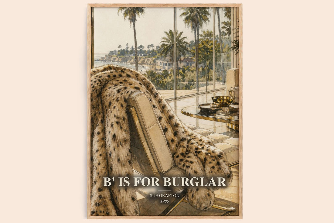 B' Is for Burglar watercolour book poster by Sue Grafton – framed literary art print