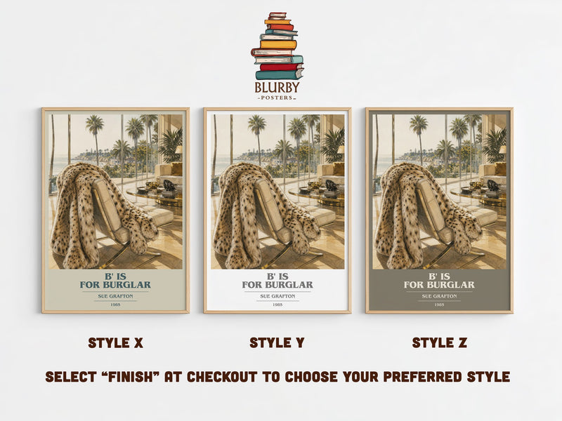 B' Is for Burglar book cover print in frame leaning in hallway – mystery wall art
