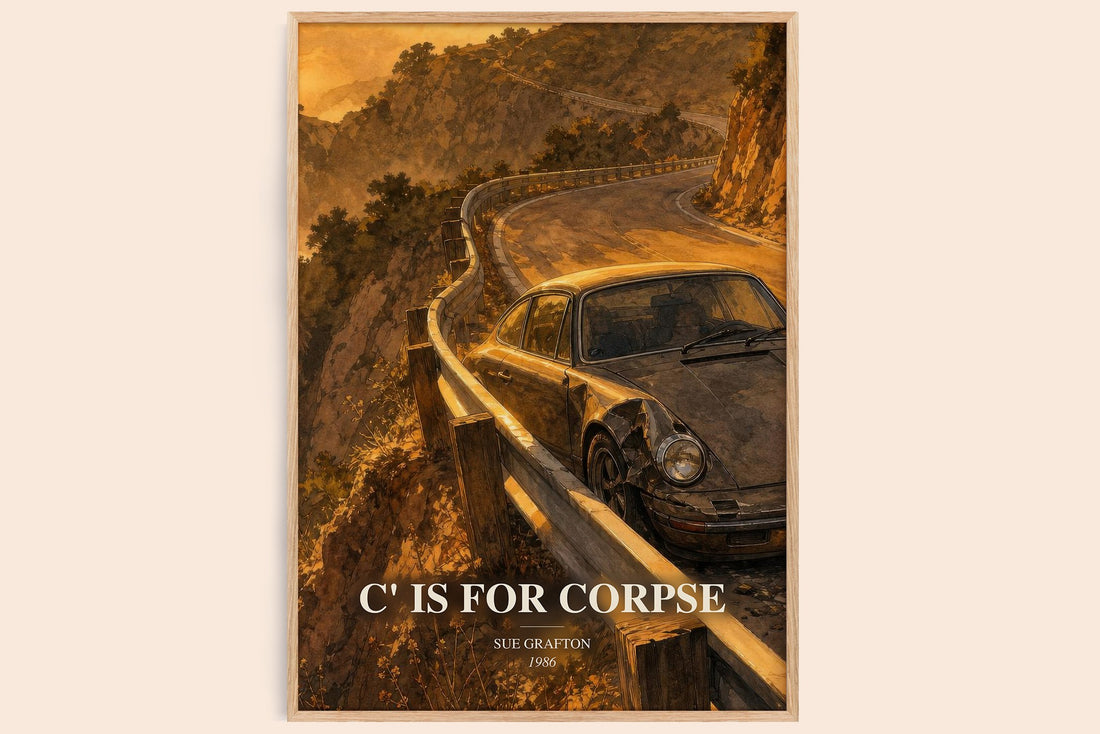 C' Is for Corpse watercolour book poster by Sue Grafton – framed literary art print