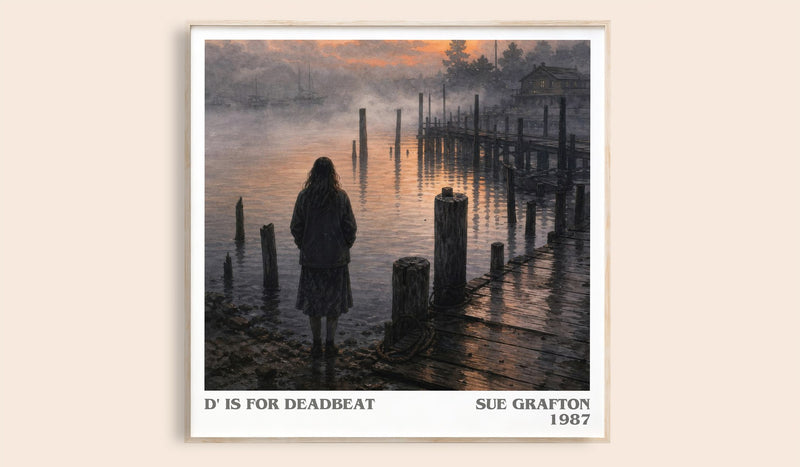 D' Is for Deadbeat literary book poster by Sue Grafton – framed literary art print