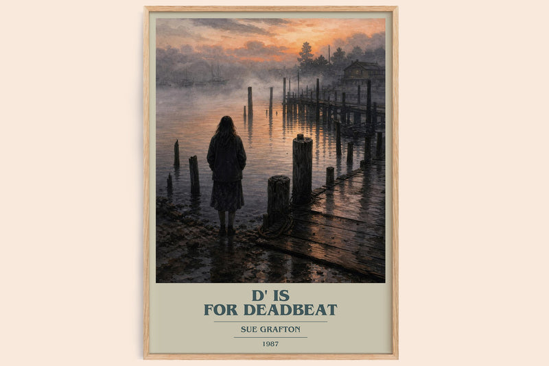 D' Is for Deadbeat book cover book poster by Sue Grafton – framed literary art print