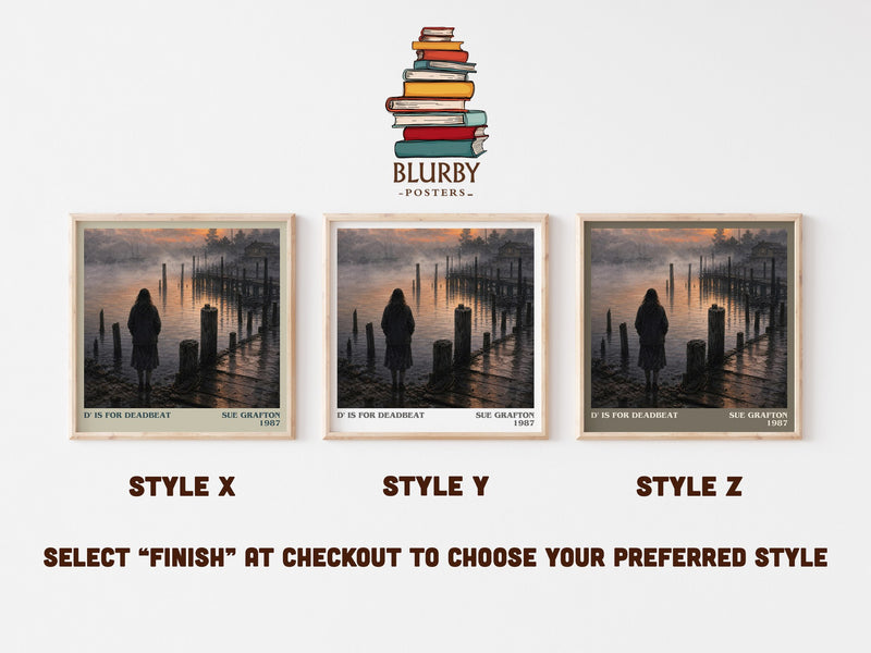 D' Is for Deadbeat literary print in frame leaning in hallway – mystery wall art