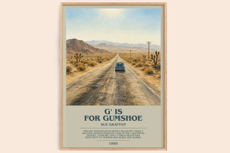 G' Is for Gumshoe bookish book poster by Sue Grafton – framed literary art print