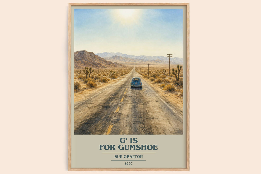 G' Is for Gumshoe book cover book poster by Sue Grafton – framed literary art print