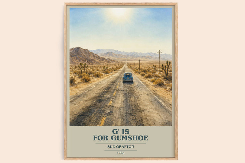 G' Is for Gumshoe book cover book poster by Sue Grafton – framed literary art print