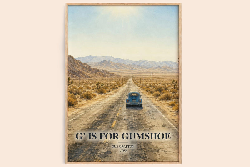 G' Is for Gumshoe watercolour book poster by Sue Grafton – framed literary art print