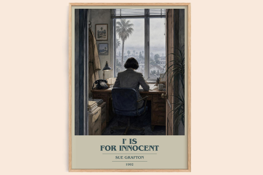 I' Is for Innocent book cover book poster by Sue Grafton – framed literary art print