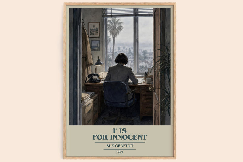 I' Is for Innocent book cover book poster by Sue Grafton – framed literary art print