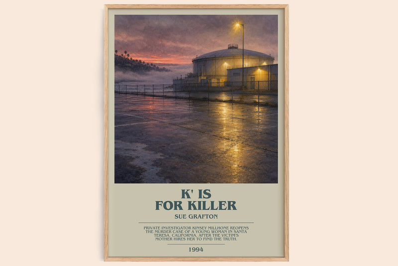 K' Is for Killer bookish book poster by Sue Grafton – framed literary art print