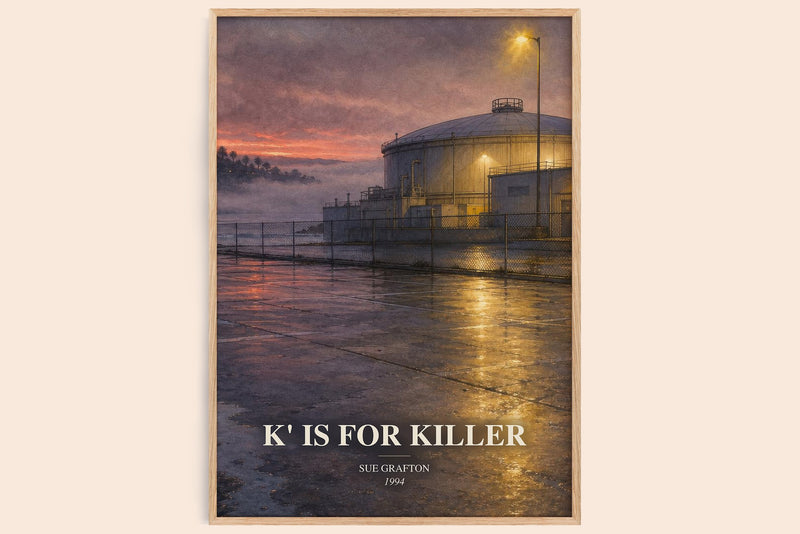 K' Is for Killer watercolour book poster by Sue Grafton – framed literary art print