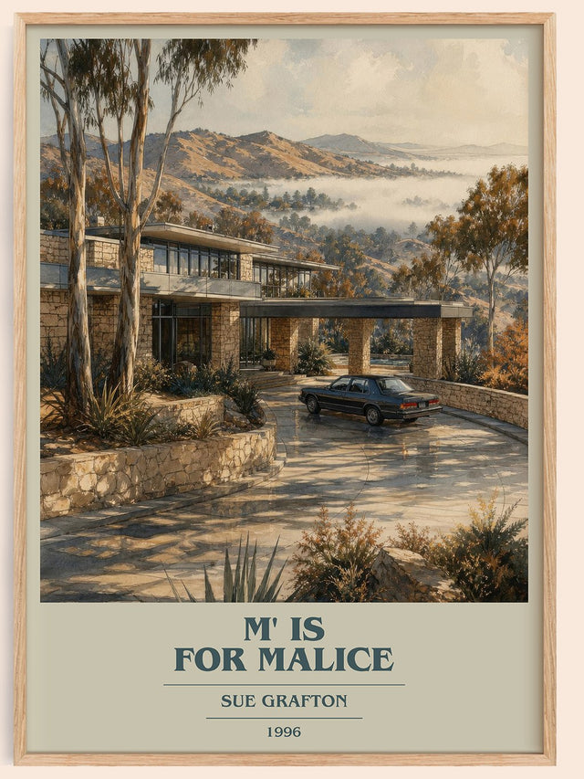 M' Is for Malice Book Cover Poster by Sue Grafton