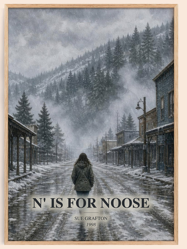 N' Is for Noose watercolour book poster by Sue Grafton – framed literary art print