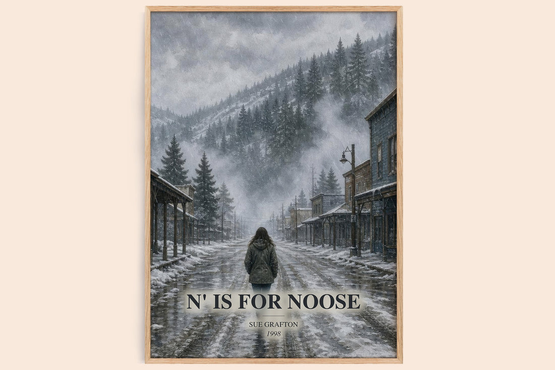 N' Is for Noose watercolour book poster by Sue Grafton – framed literary art print