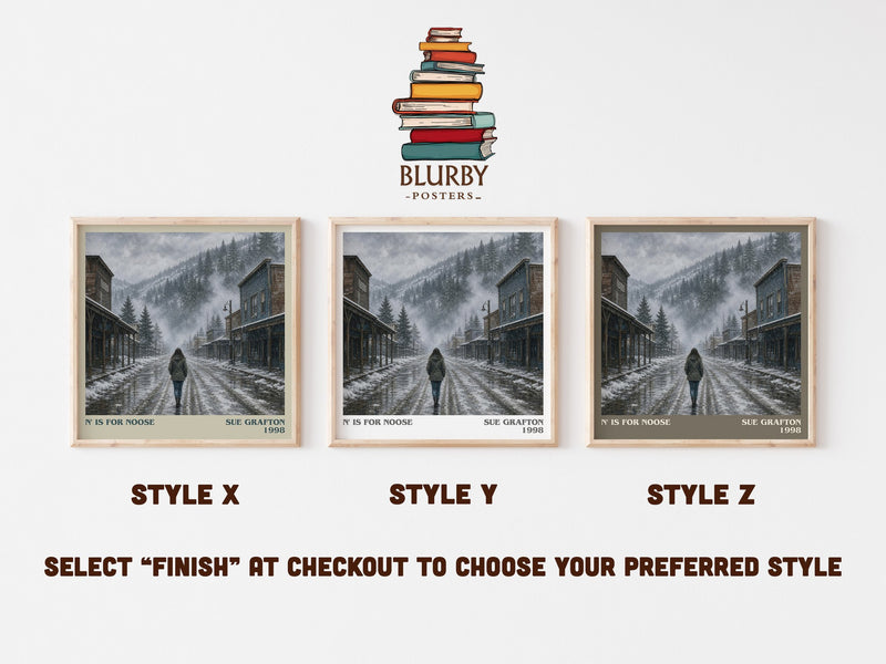 N' Is for Noose literary print in frame leaning in hallway – mystery wall art