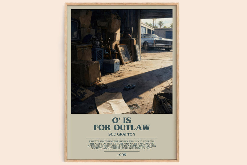 O' Is for Outlaw bookish book poster by Sue Grafton – framed literary art print