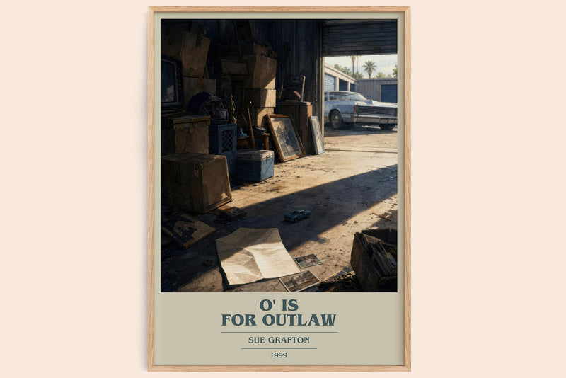 O' Is for Outlaw book cover book poster by Sue Grafton – framed literary art print