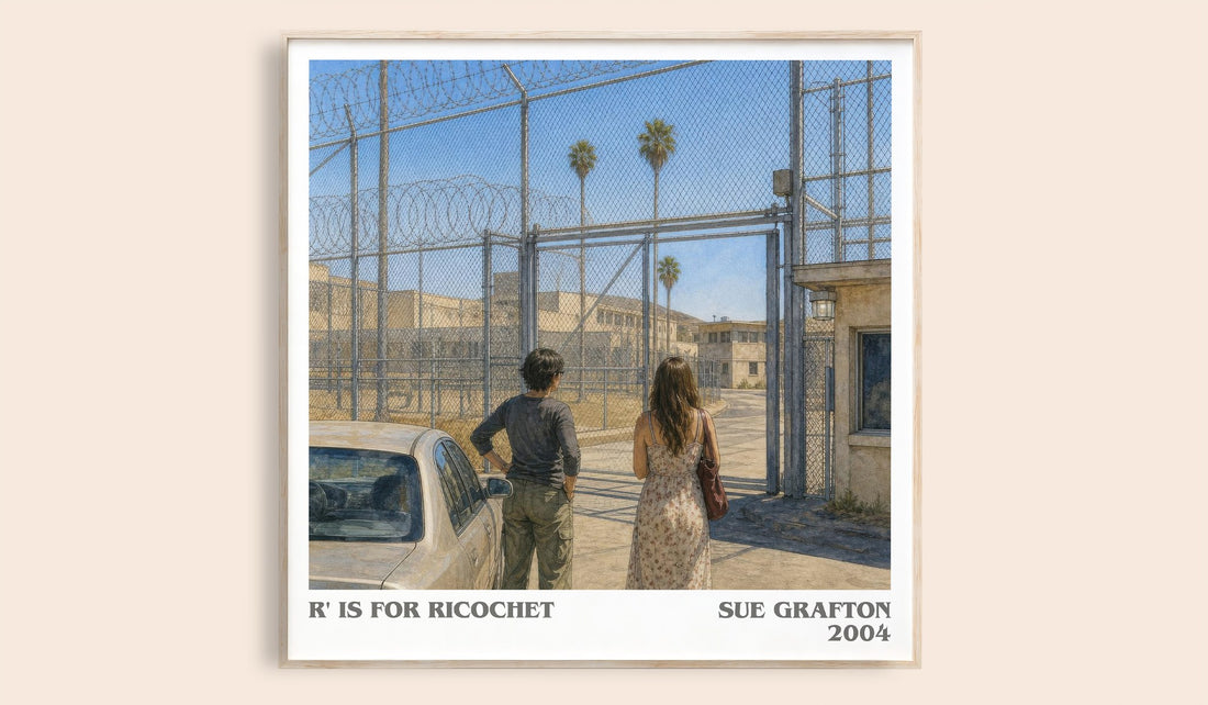 R' Is for Ricochet literary book poster by Sue Grafton – framed literary art print
