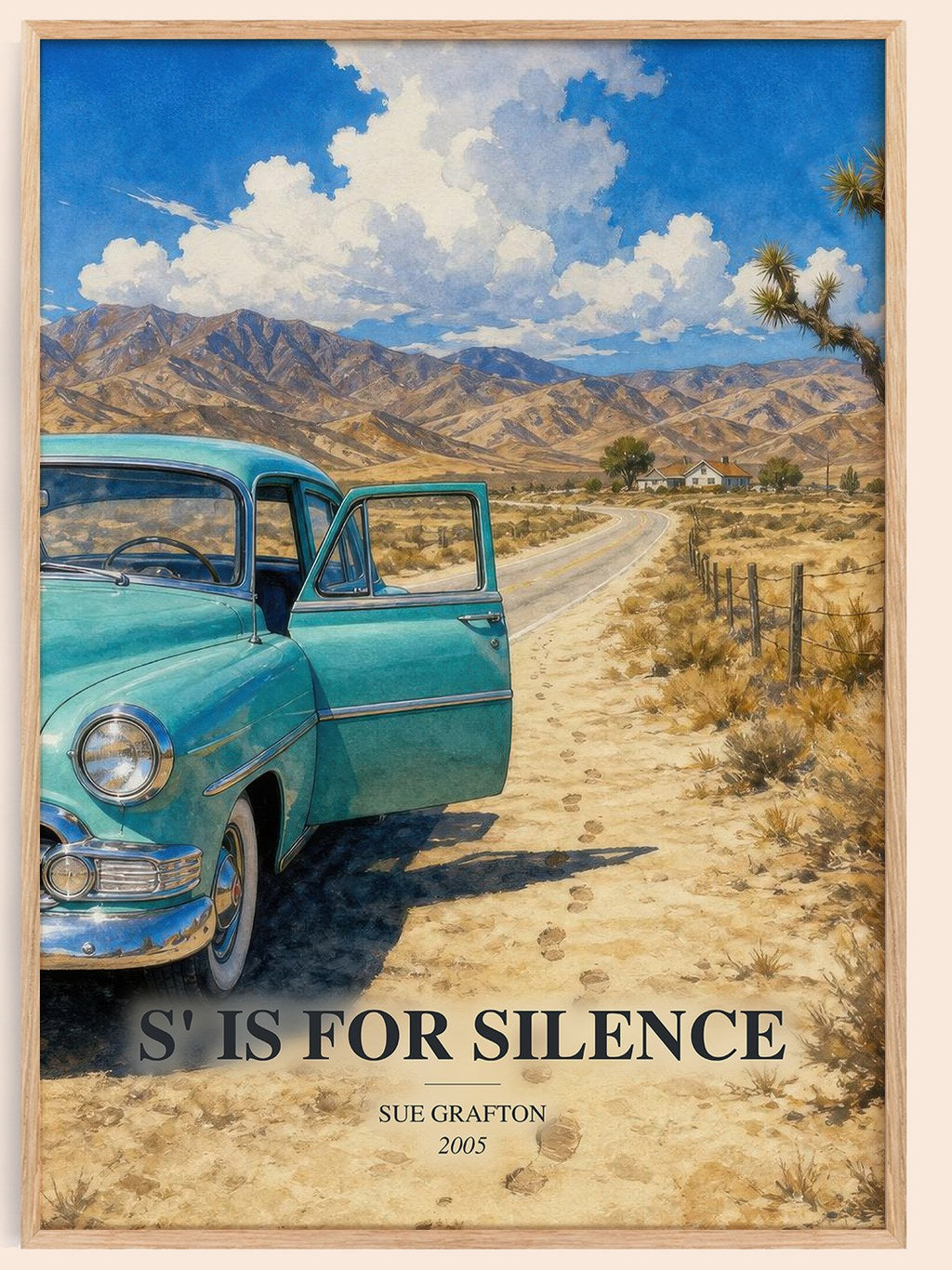 S' Is for Silence watercolour book poster by Sue Grafton – framed literary art print