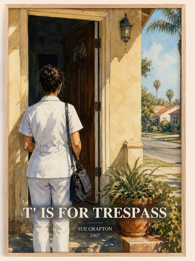 T' Is for Trespass Book Watercolour Illustration by Sue Grafton