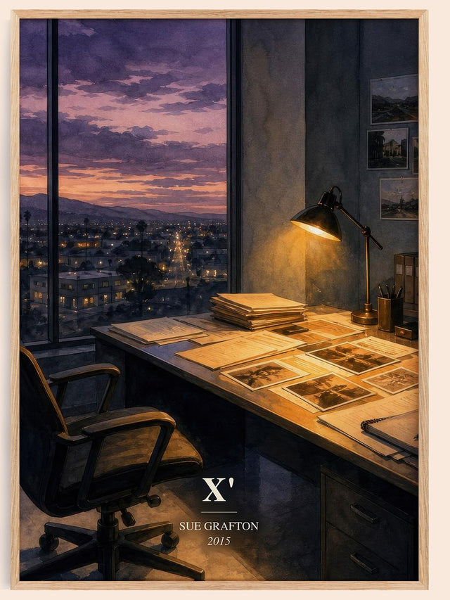 X' Book Watercolour Illustration by Sue Grafton