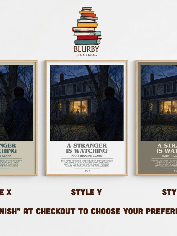 A Stranger Is Watching bookish print in frame leaning in hallway – thriller wall art