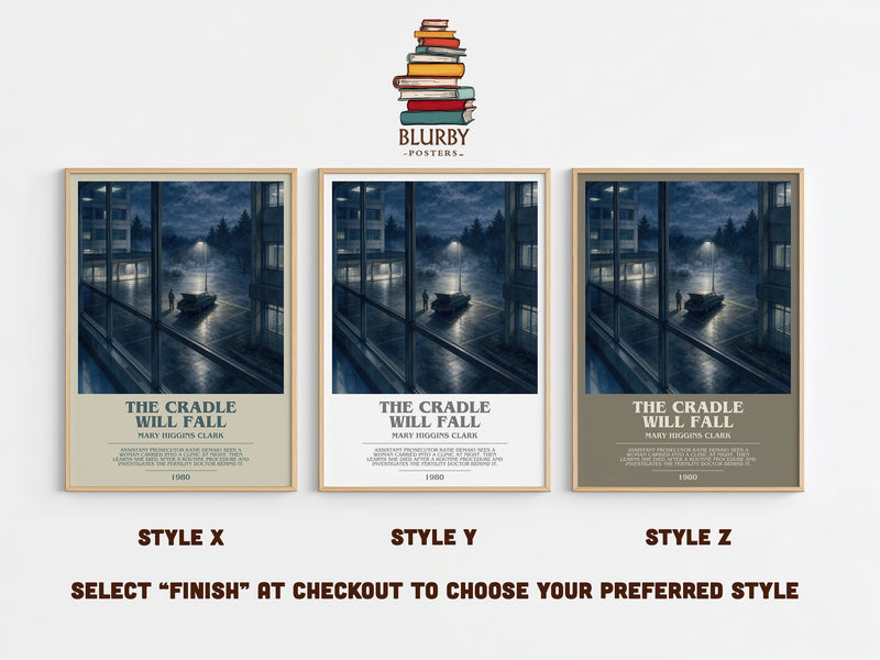 The Cradle Will Fall bookish print in frame leaning in hallway – thriller wall art