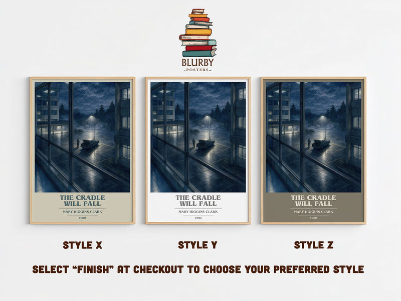 The Cradle Will Fall book cover print in frame leaning in hallway – thriller wall art