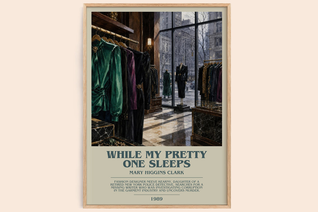While My Pretty One Sleeps bookish book poster by Mary Higgins Clark – framed literary art print
