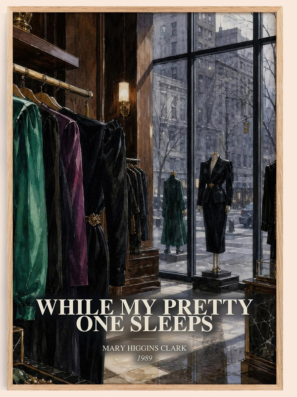 While My Pretty One Sleeps watercolour book poster by Mary Higgins Clark – framed literary art print