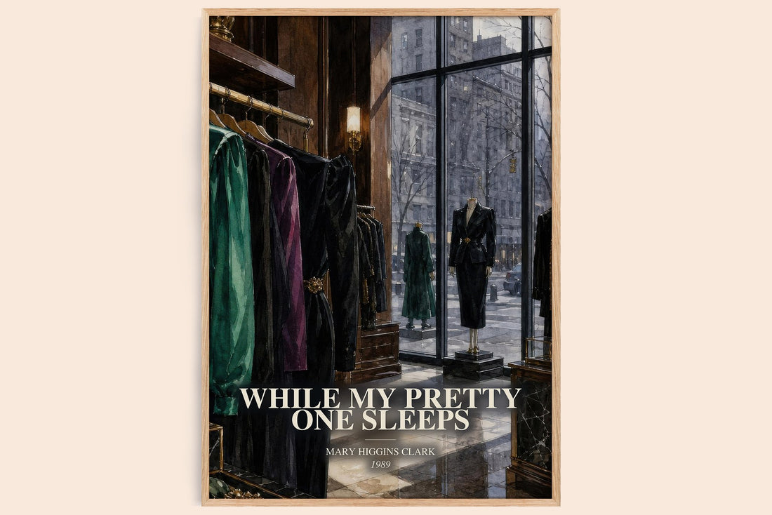 While My Pretty One Sleeps watercolour book poster by Mary Higgins Clark – framed literary art print