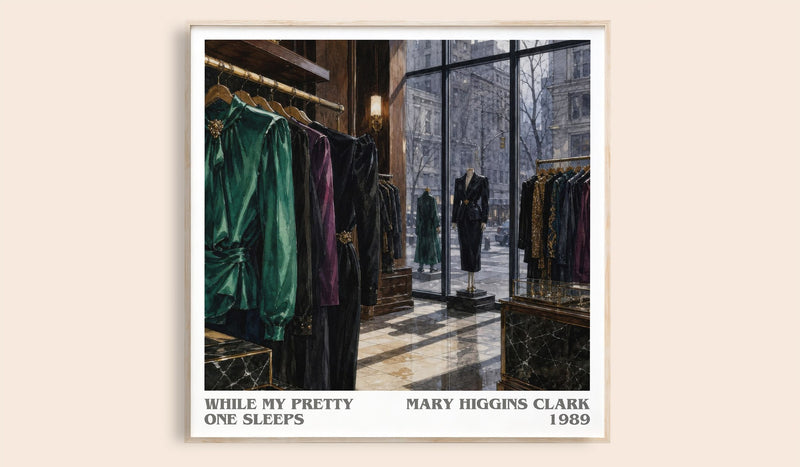 While My Pretty One Sleeps literary book poster by Mary Higgins Clark – framed literary art print