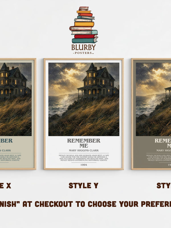 Remember Me bookish print in frame leaning in hallway – thriller wall art