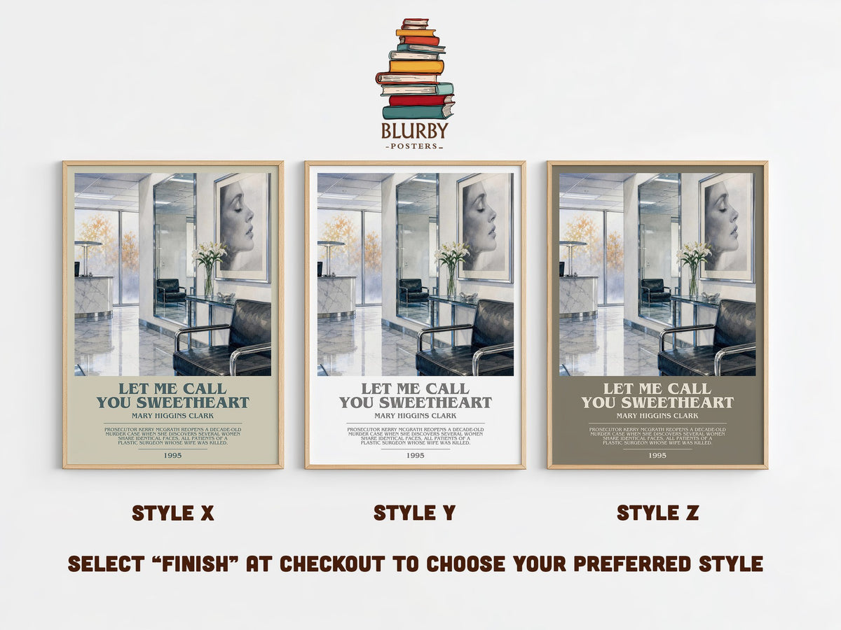 Let Me Call You Sweetheart bookish print in frame leaning in hallway – legal thriller wall art (mockup)