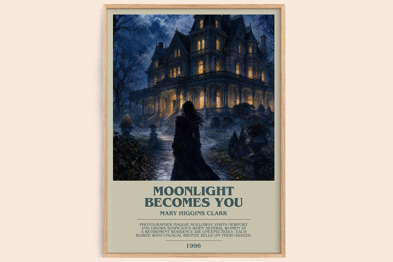 Moonlight Becomes You bookish book poster by Mary Higgins Clark – framed literary art print
