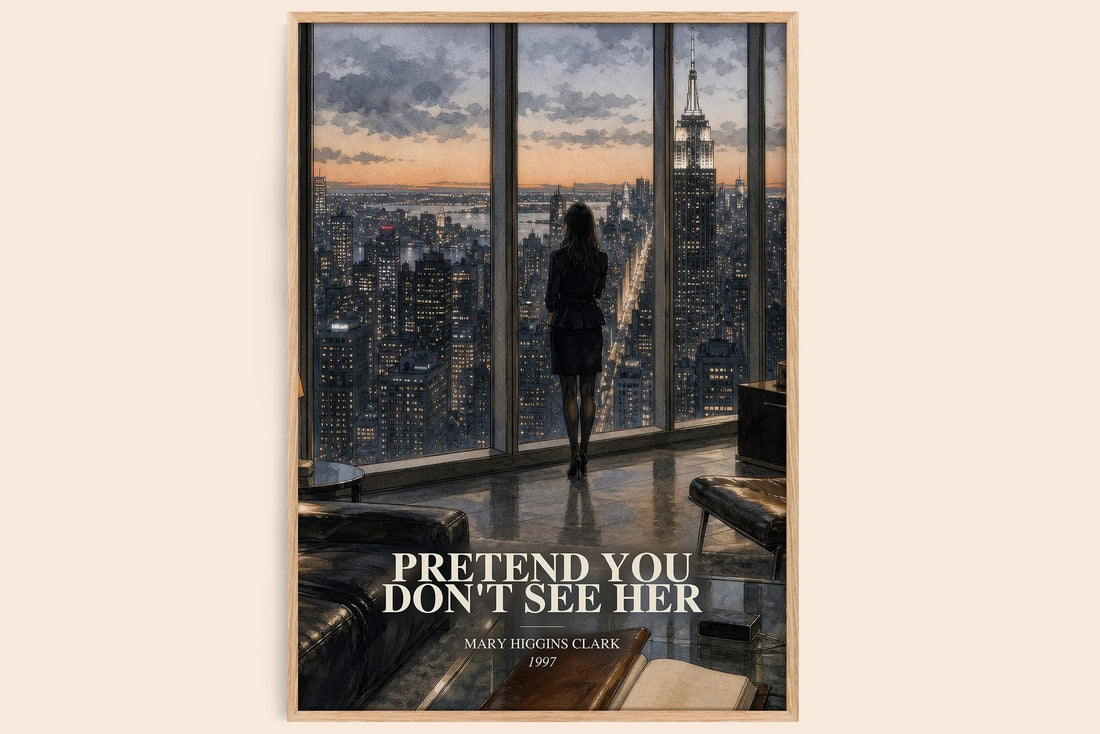 Pretend You Don't See Her watercolour book poster by Mary Higgins Clark – framed literary art print