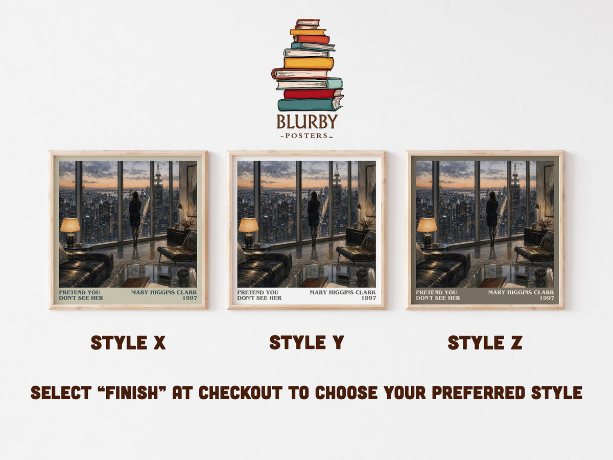 Pretend You Don't See Her literary print in frame leaning in hallway – thriller wall art (mockup)