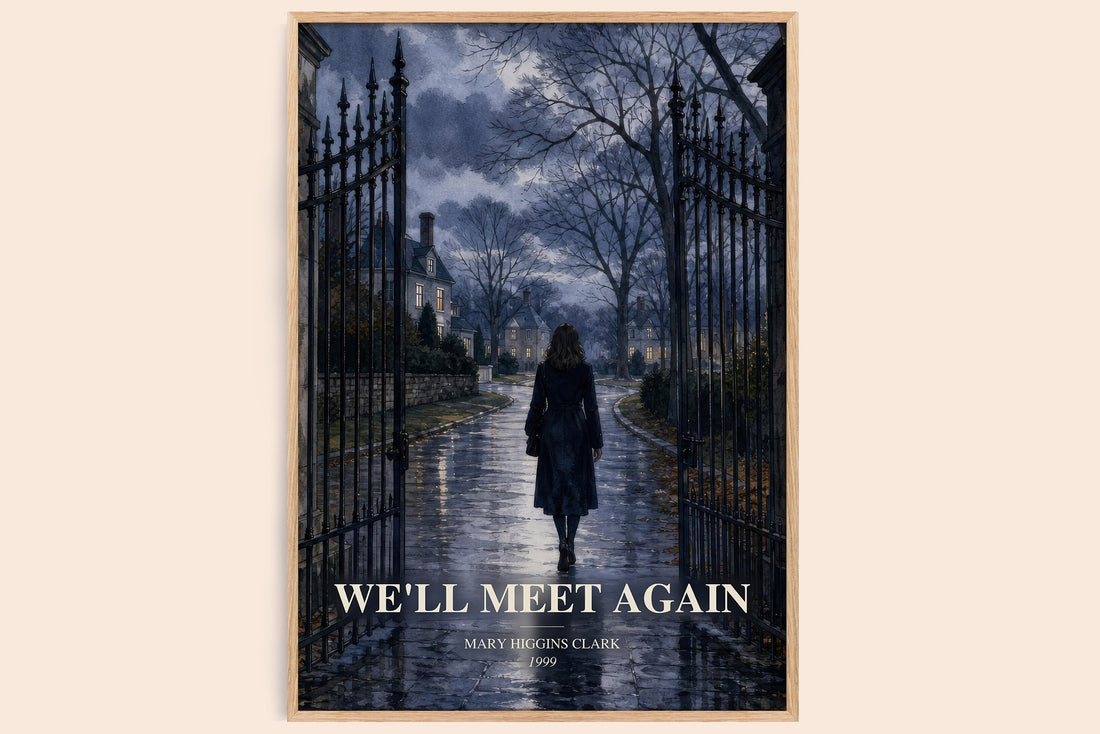 We'll Meet Again watercolour book poster by Mary Higgins Clark – framed literary art print